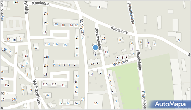 Wschowa, Berwińskiego, 6, mapa Wschowa