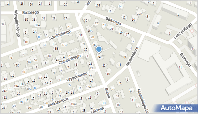 Ząbki, Bema Józefa, gen., 24, mapa Ząbki