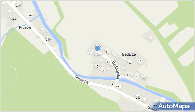 Żabnica, Bednarska, 11, mapa Żabnica