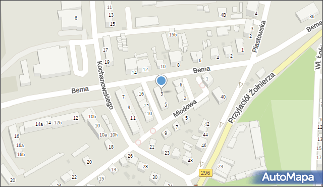 Żagań, Bema Józefa, gen., 3, mapa Żagań