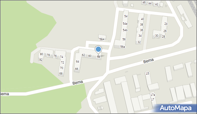 Żagań, Bema Józefa, gen., 58, mapa Żagań