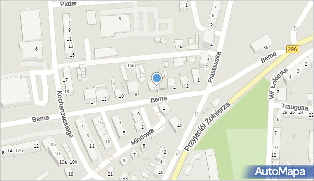 Żagań, Bema Józefa, gen., 6, mapa Żagań