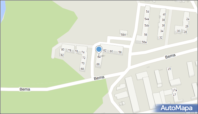 Żagań, Bema Józefa, gen., 64, mapa Żagań