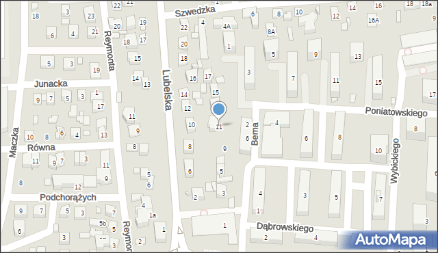 Zamość, Bema Józefa, gen., 11, mapa Zamościa