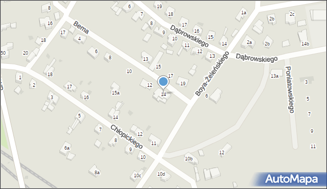Żary, Bema Józefa, gen., 14, mapa Żary