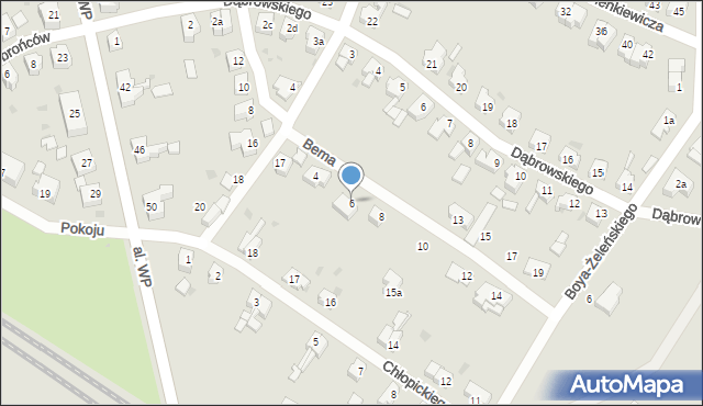 Żary, Bema Józefa, gen., 6, mapa Żary