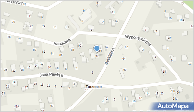 Zarzecze, Beskidzka, 61, mapa Zarzecze