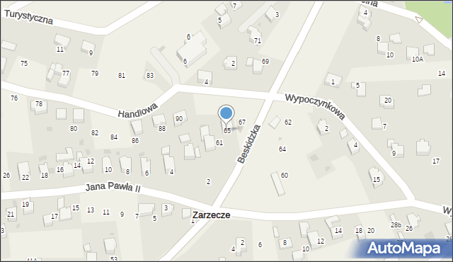 Zarzecze, Beskidzka, 65, mapa Zarzecze
