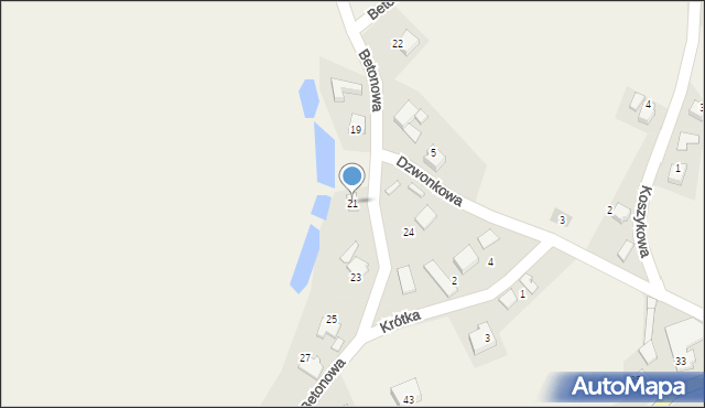 Zawada Książęca, Betonowa, 21, mapa Zawada Książęca