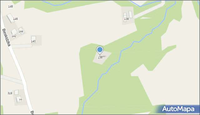 Żeleźnikowa Wielka, Beskidzka, 136, mapa Żeleźnikowa Wielka