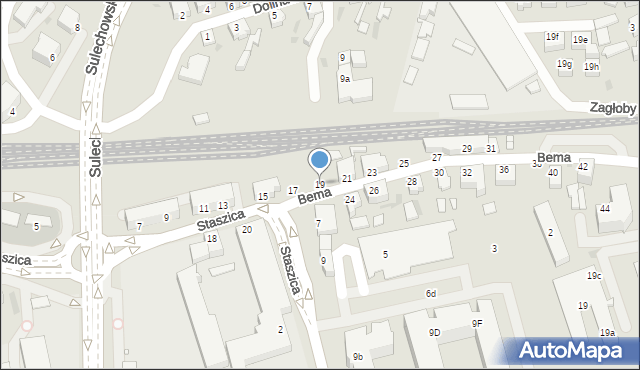 Zielona Góra, Bema Józefa, gen., 19, mapa Zielona Góra