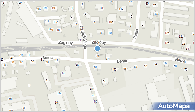 Zielona Góra, Bema Józefa, gen., 35, mapa Zielona Góra