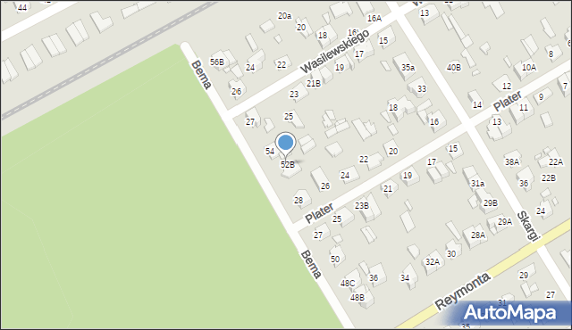 Żyrardów, Bema Józefa, gen., 52B, mapa Żyrardów