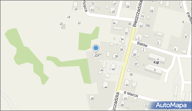 Baligród, Bieszczadzka, 42A, mapa Baligród