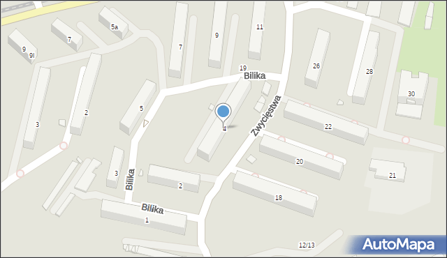 Będzin, Bilika Adama, dr., 4, mapa Będzin