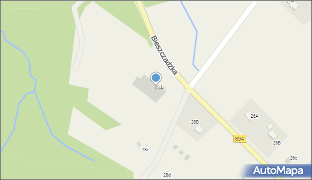 Berezka, Bieszczadzka, 1, mapa Berezka