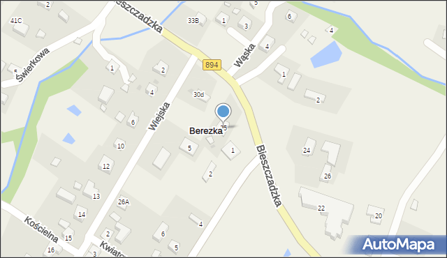 Berezka, Bieszczadzka, 25, mapa Berezka