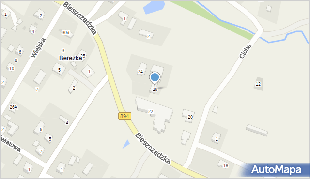 Berezka, Bieszczadzka, 26, mapa Berezka