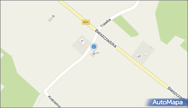 Berezka, Bieszczadzka, 33, mapa Berezka