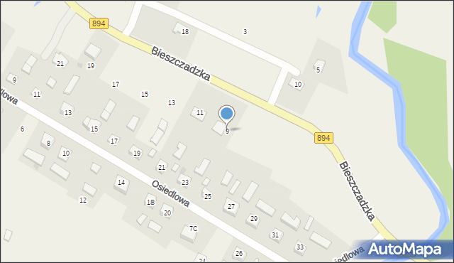 Berezka, Bieszczadzka, 9, mapa Berezka