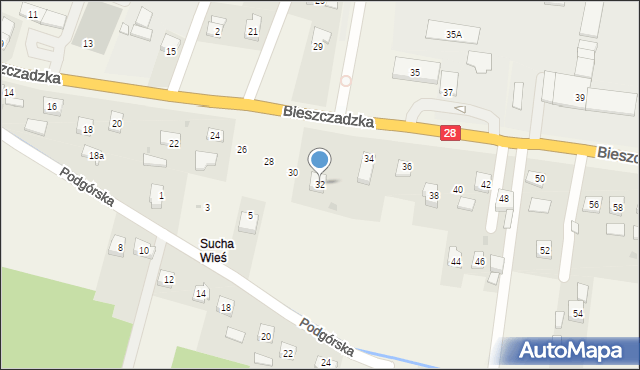 Besko, Bieszczadzka, 32, mapa Besko