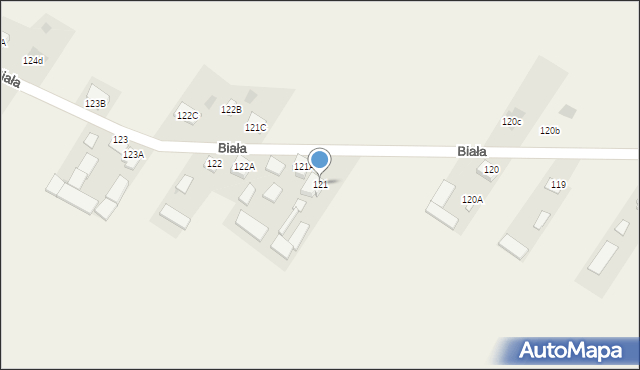 Biała, Biała, 121, mapa Biała