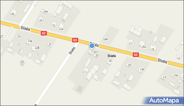 Biała, Biała, 20a, mapa Biała