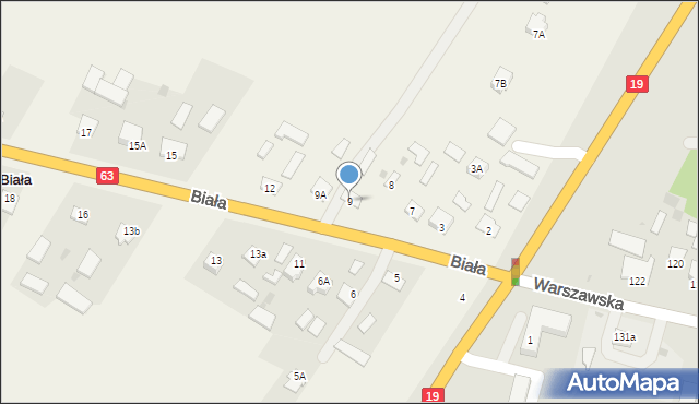 Biała, Biała, 9, mapa Biała