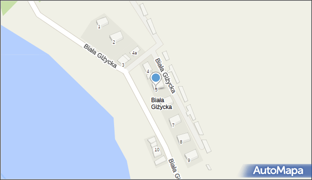 Biała Giżycka, Biała Giżycka, 5, mapa Biała Giżycka