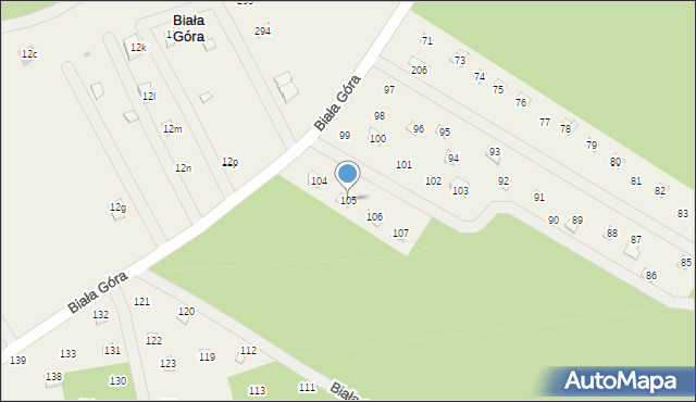 Biała Góra, Biała Góra, 105, mapa Biała Góra