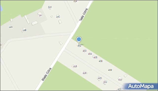 Biała Góra, Biała Góra, 402, mapa Biała Góra