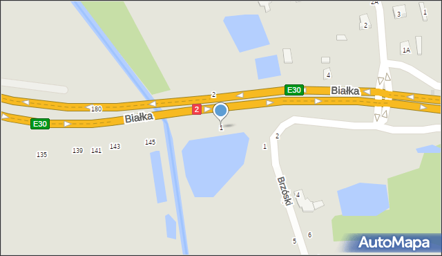 Biała Podlaska, Białka, 1, mapa Białej Podlaskiej