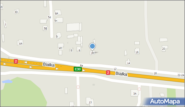 Biała Podlaska, Białka, 10, mapa Białej Podlaskiej
