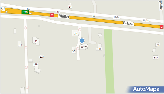 Biała Podlaska, Białka, 21, mapa Białej Podlaskiej