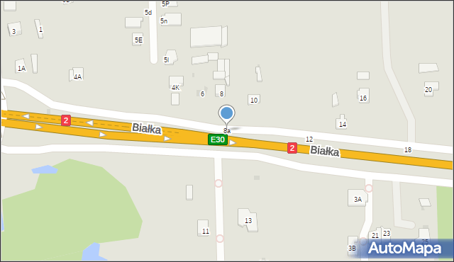 Biała Podlaska, Białka, 8a, mapa Białej Podlaskiej
