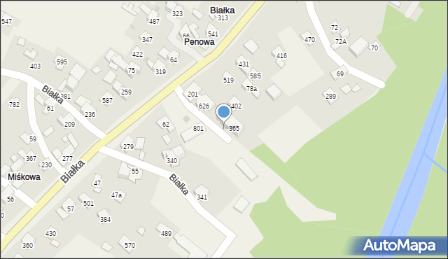 Białka, Białka, 365A, mapa Białka