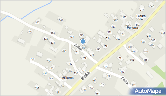Białka, Białka, 381, mapa Białka