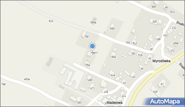 Białka, Białka, 735, mapa Białka