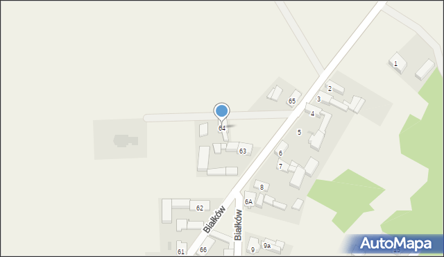 Białków, Białków, 64, mapa Białków