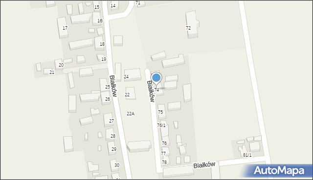 Białków, Białków, 74, mapa Białków