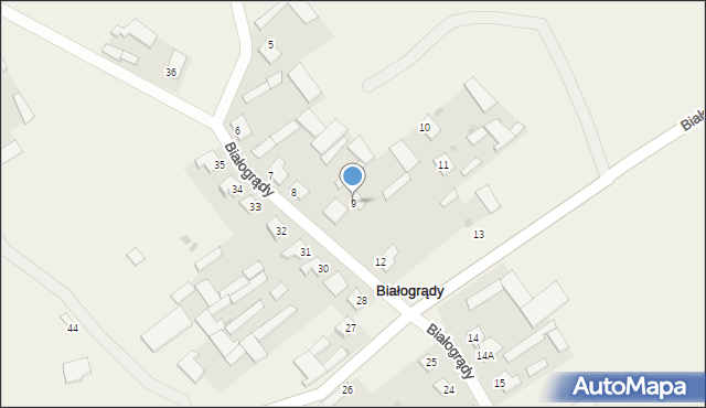 Białogrądy, Białogrądy, 9, mapa Białogrądy