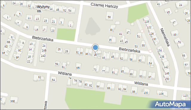 Białystok, Biebrzańska, 40, mapa Białegostoku