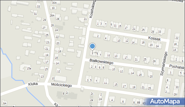 Białystok, Białkowskiego Karola, 1, mapa Białegostoku