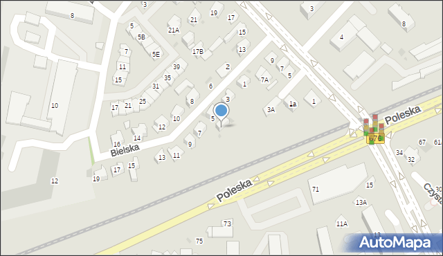 Białystok, Bielska, 5A, mapa Białegostoku