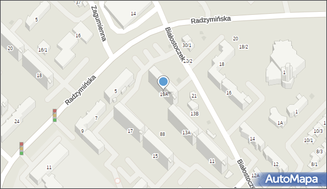 Białystok, Białostoczek, 19A, mapa Białegostoku