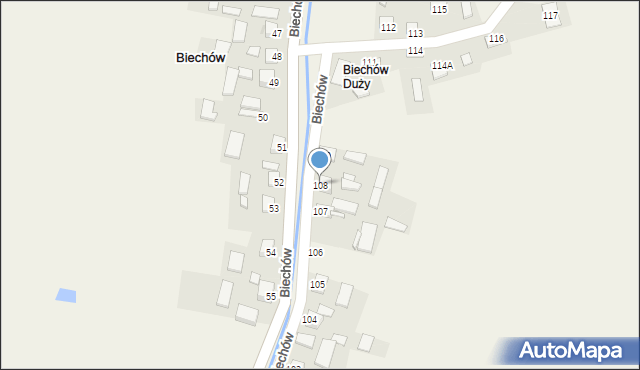 Biechów, Biechów, 108, mapa Biechów