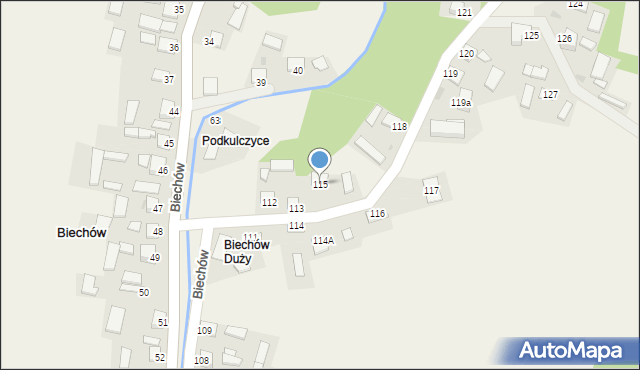 Biechów, Biechów, 115, mapa Biechów