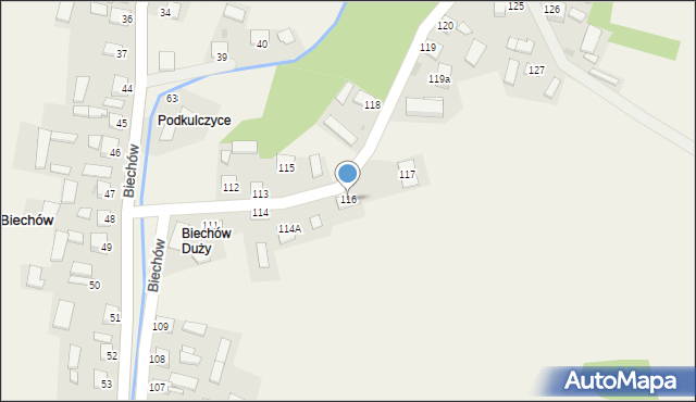 Biechów, Biechów, 116, mapa Biechów
