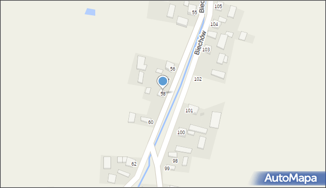 Biechów, Biechów, 58, mapa Biechów