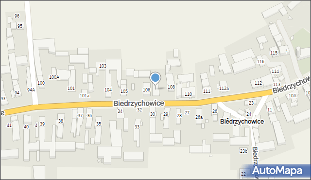 Biedrzychowice, Biedrzychowice, 107, mapa Biedrzychowice
